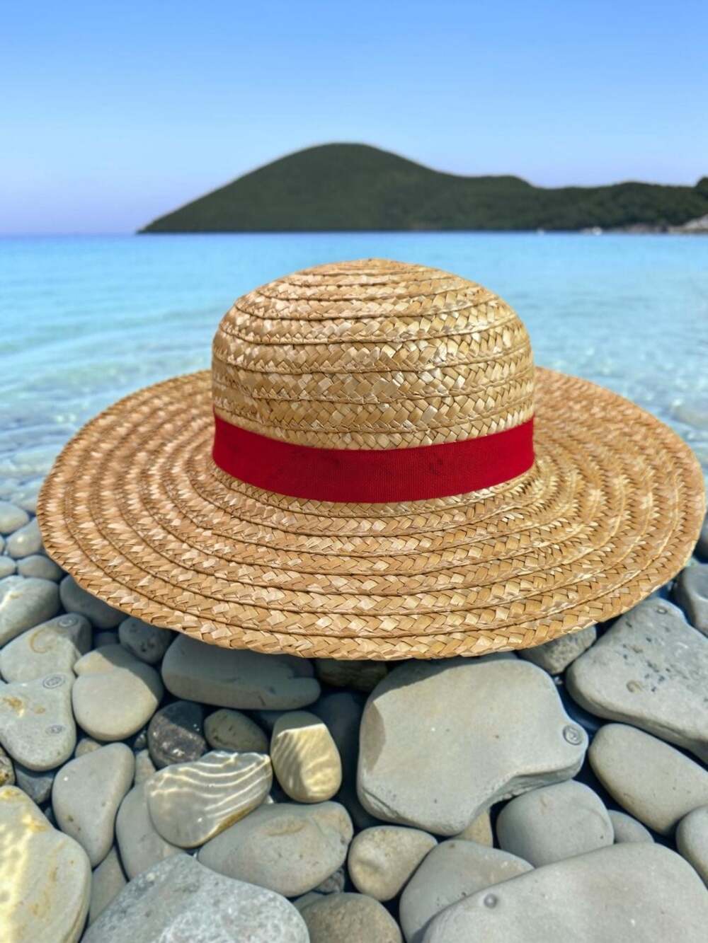 One Piece Luffy Straw Hat Cosplay Sun Hat with Red Ribbon